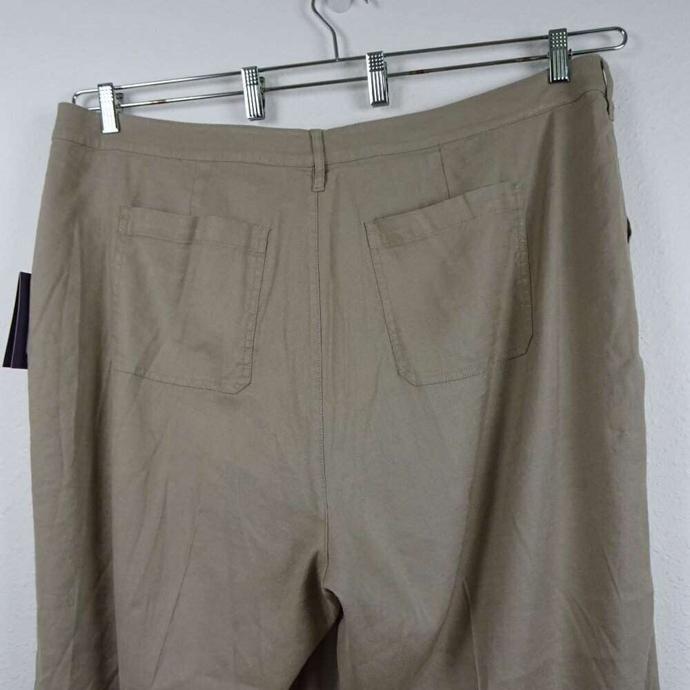 NYDJ Wide Leg Pants Women's Plus Size 18W Brown Linen Blend Cropped Cargo - Picture 6 of 11